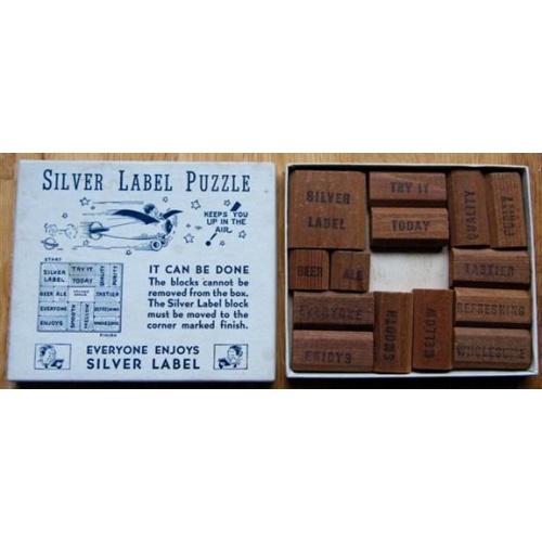 Silver Label Puzzle, vintage sliding block puzzle