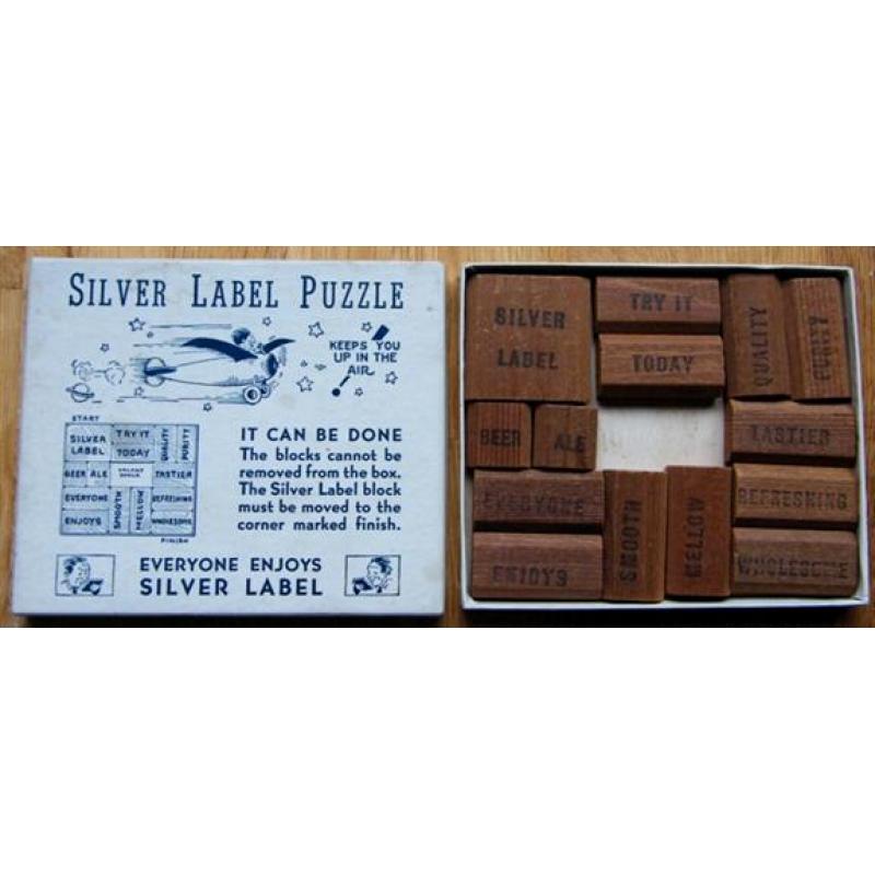 Silver Label Puzzle, vintage sliding block puzzle