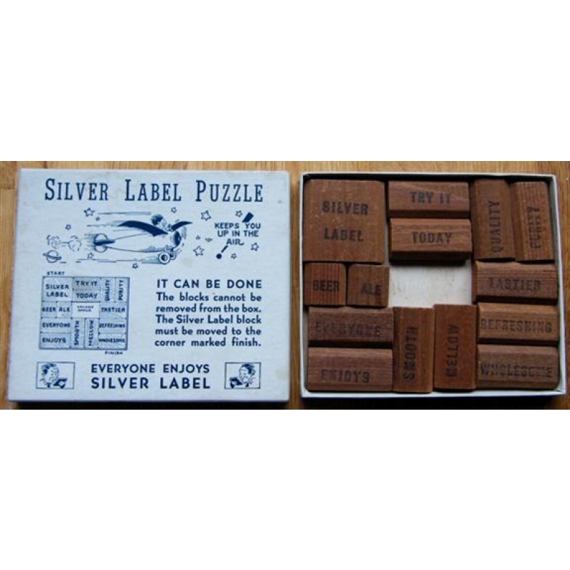 Silver Label Puzzle, vintage sliding block puzzle