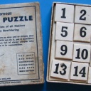 Famous Fifteen Puzzle, vintage sliding block puzzle