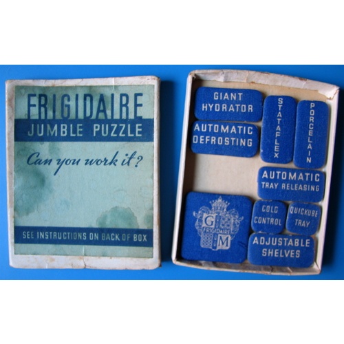 Frigidaire Jumble Puzzle, vintage sliding block puzzle