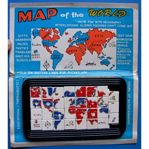Map of the World, vintage sliding block puzzle