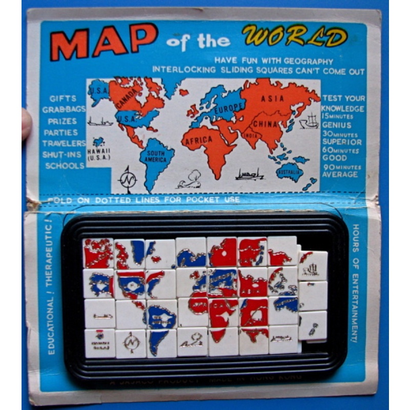 Map of the World, vintage sliding block puzzle
