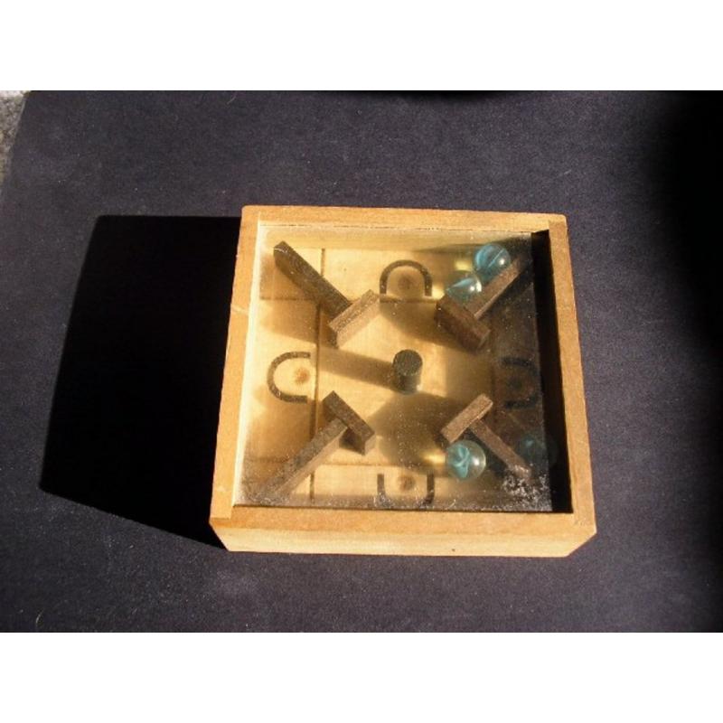 Unknown - old wood dexterity marble puzzle - made in Japan