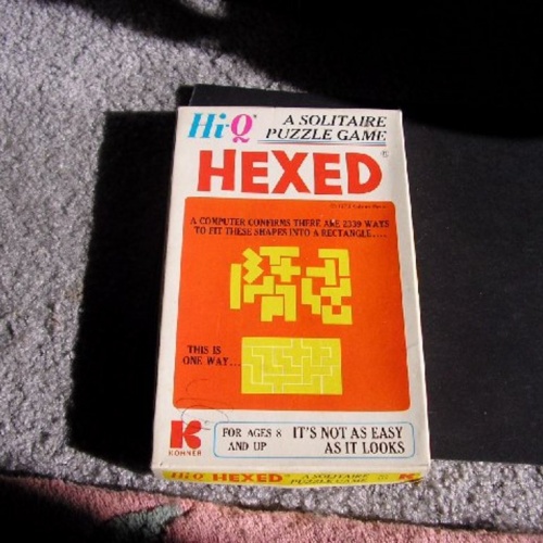 Hexed, a Hi-Q tray puzzle.