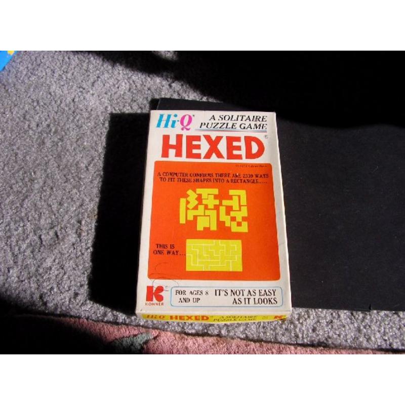 Hexed, a Hi-Q tray puzzle.