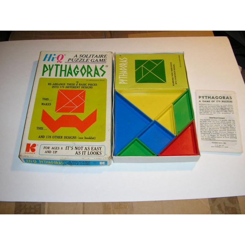 Pythagoras, a Hi-Q puzzle (aka Tangrams)