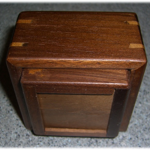 Square Walnut Trick Puzzle Box designed by Kamei