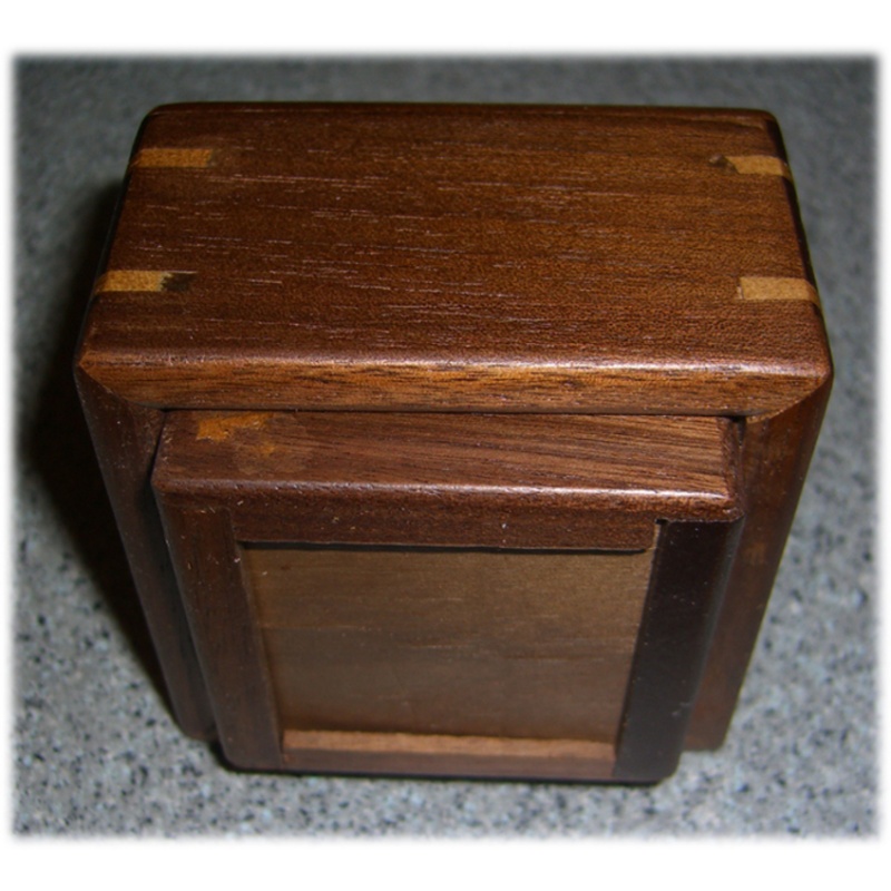Square Walnut Trick Puzzle Box designed by Kamei