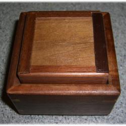 Square Walnut Trick Puzzle Box designed by Kamei