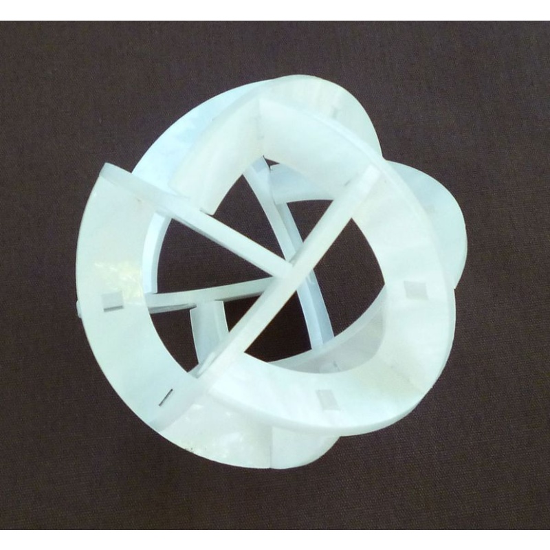 two puzzle sphere sculptures