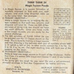 Think Think 34 Magic Square Puzzle