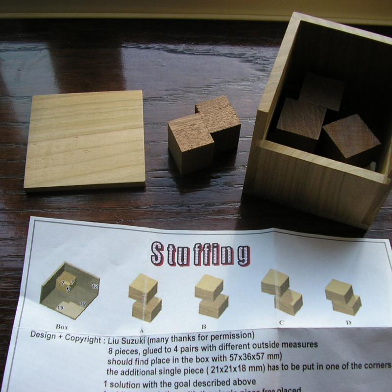 Stuffing, Liu Suzuki design, exchange puzzle IPP2003.