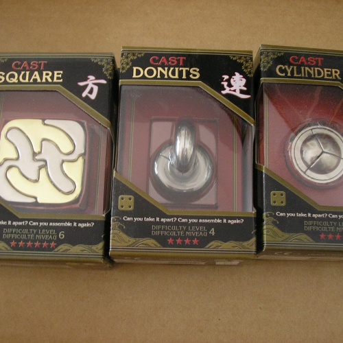 Cast Square, Cast Cylinder, Cast Donut, Hanayama