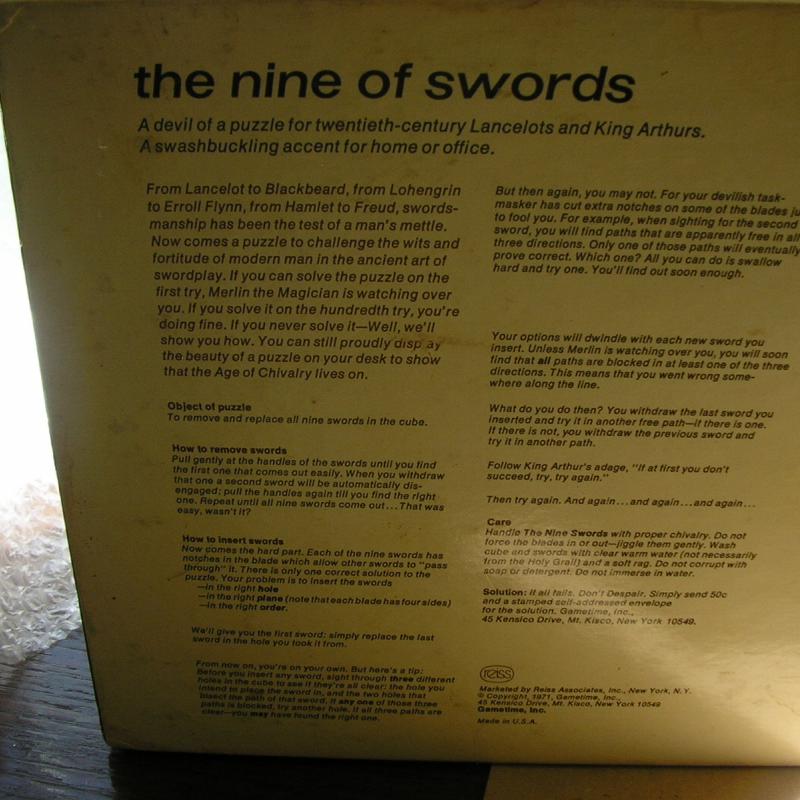 The Nine of Swords - Reiss/Gametime 1971