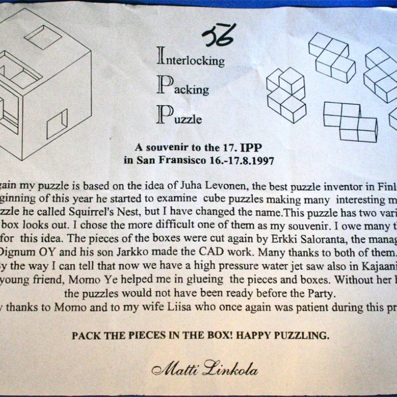 Interlocking Packing Puzzle - IPP17 souvenir